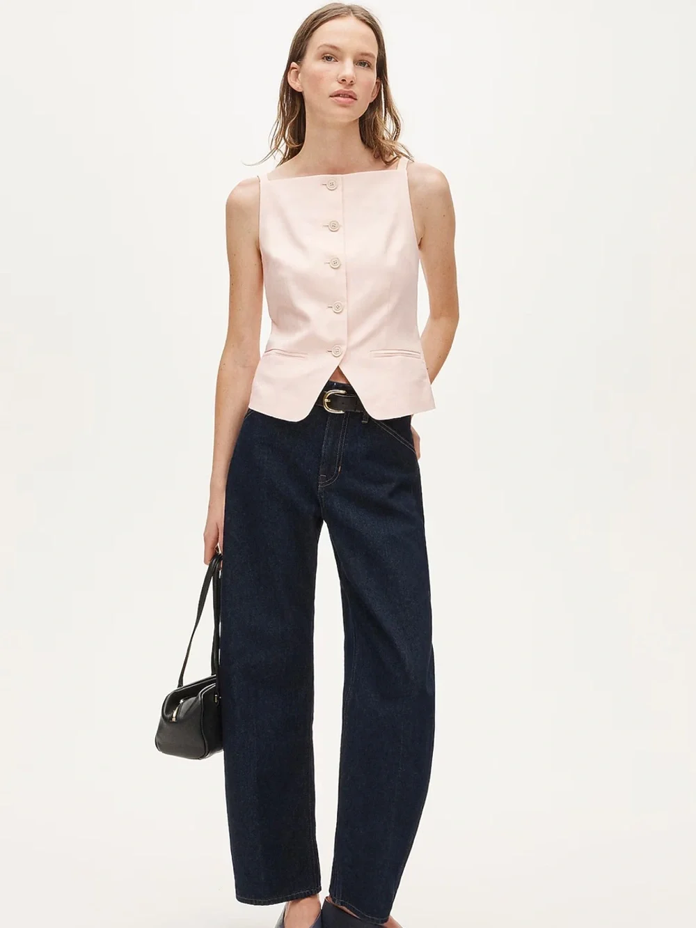 NWT J. Crew Button Up Cutaway Tank Top Gramercy Linen Blend Size 16